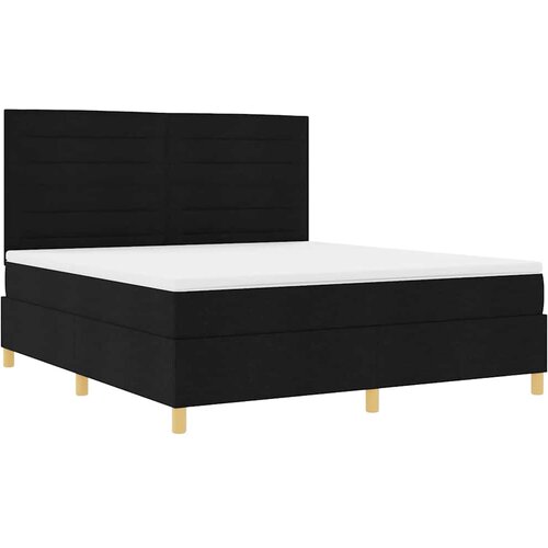  LED Box Spring Krevet s madracem Crna 180 x 200 cm tkanina Slike