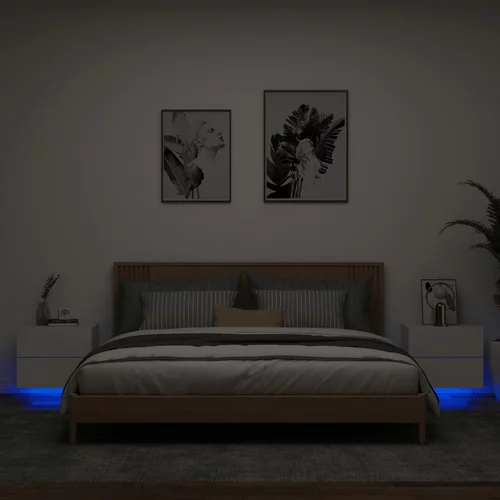 vidaXL Stenska nočna omarica z LED lučkami 2 kosa bela