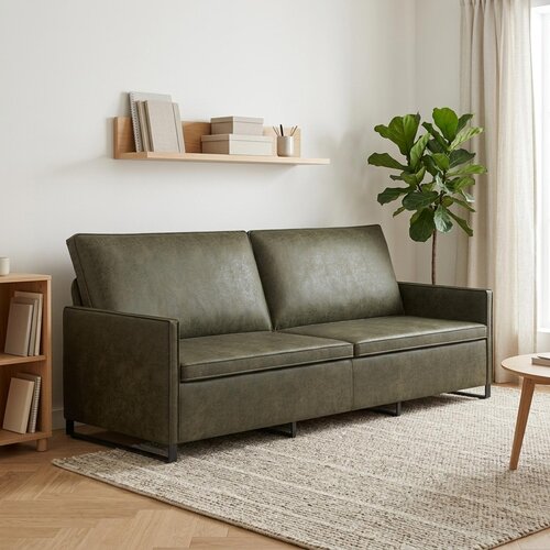 SOFA za 3 osobe Maslinasto zelena 220 x 81 x 82 cm Umjetni sued Cene