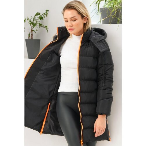 Dewberry Z6780 WOMEN'S COAT-BLACK-ORANGE Cijene