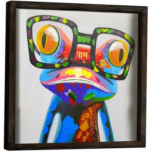 Evila Originals Dekorativna slika v okvirju Frog, 34 x 34 cm