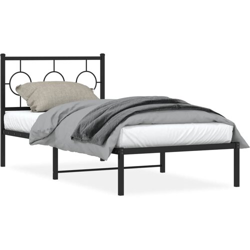 VidaXL Metalni okvir za krevet s uzglavljem crni 90x190 cm Slike