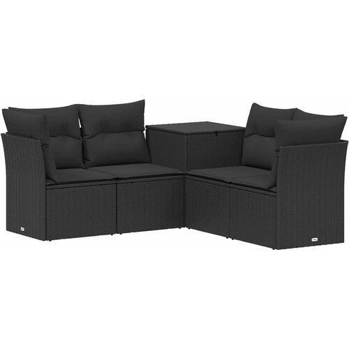  Set sofe 5 kom. Crna Poli Rattan i čelik Slike