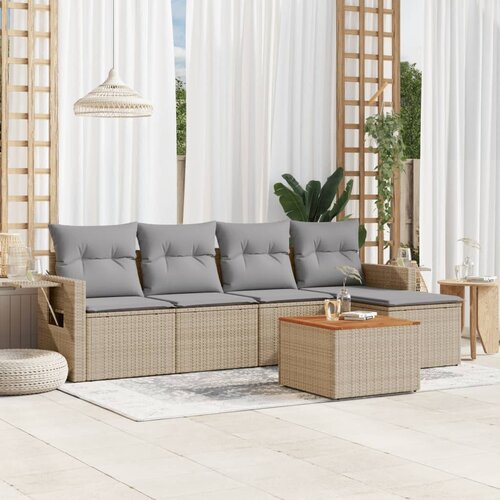 vidaXL 6-dijelni set vrtnih sofa s jastucima bež od poliratana Cijene