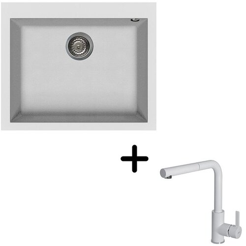  Sudoper Elleci Quadra 110 + slavina C02 Bianco Slike