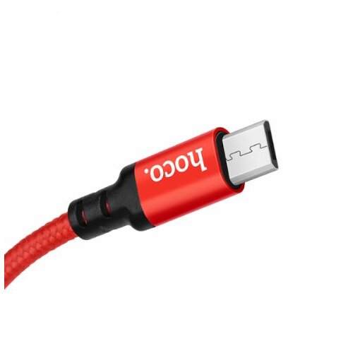 Hoco podatkovni kabel X14 Micro USB na USB 1m 2,1A rdeč pleten Slike