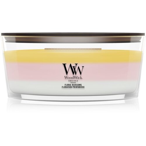 WoodWick Trilogy Floral Blossoms mirisna svijeća s drvenim fitiljem 453.6 g Slike