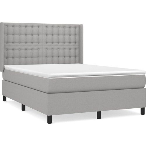  Krevet s oprugama i madracem svjetlosivi 140x190 cm od tkanine Slike