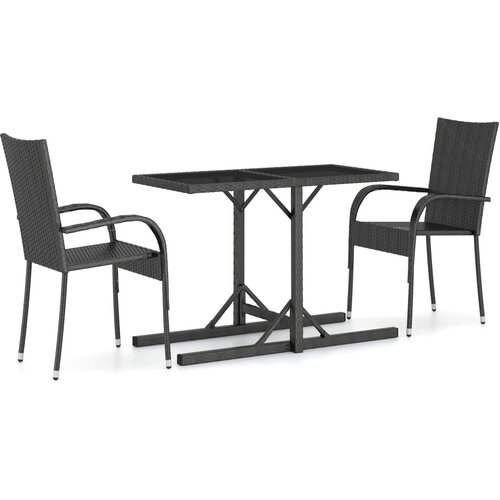  3-dijelni vrtni blagovaonski set crni Cijene