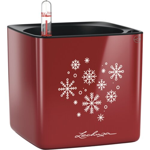 LECHUZA Namizni cvetlični lonec CUBE Glossy 14 Snow, škrlatno rdeč, visoki sijaj - 1 kos Cene