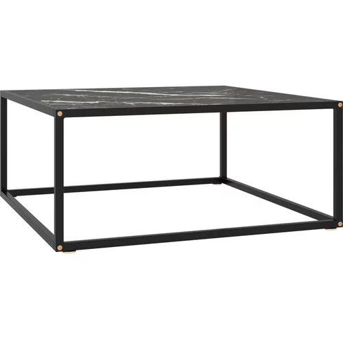  Klubska mizica črna s črnim marmornim steklom 80x80x35 cm