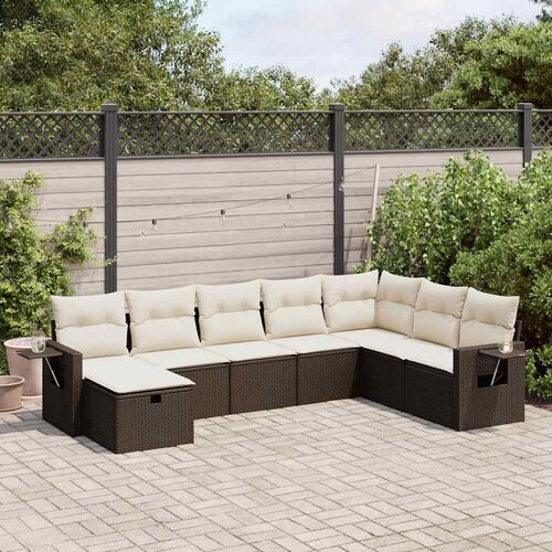 vidaXL 8-dijelni set vrtnih sofa s jastucima smeđi od poliratana Cijene