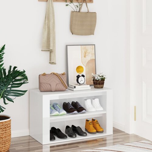 vidaXL Stalak za cipele sjajni bijeli 75x35x45 cm konstruirano drvo Cijene