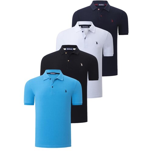 Dewberry QUAD SET T8561 MENS T-SHIRT-BLACK-WHITE-NAVY BLUE-BLUE Slike