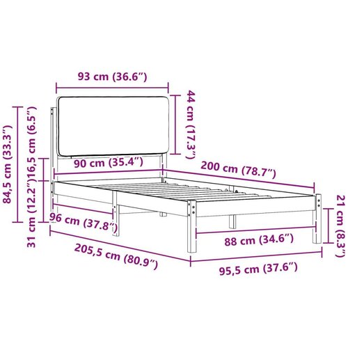  Krevetni okvir s tapiciranim uzglavljem Crna 90 x 200 cm Slike