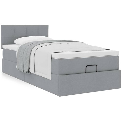 VidaXL Otomanski posteljni okvir z vzmetnico siv 100x200 cm blago Slike