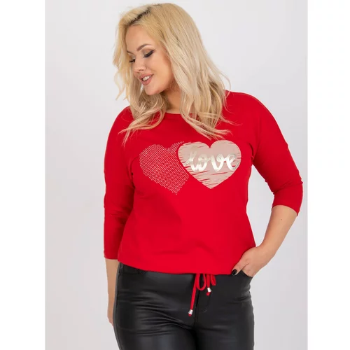 Fashion Hunters Plus size red blouse with round neckline