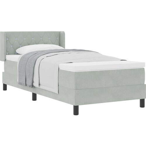 VidaXL Postelja z vzmetnico Svetlo siva 100x200 cm Žamet, (22050150) Slike