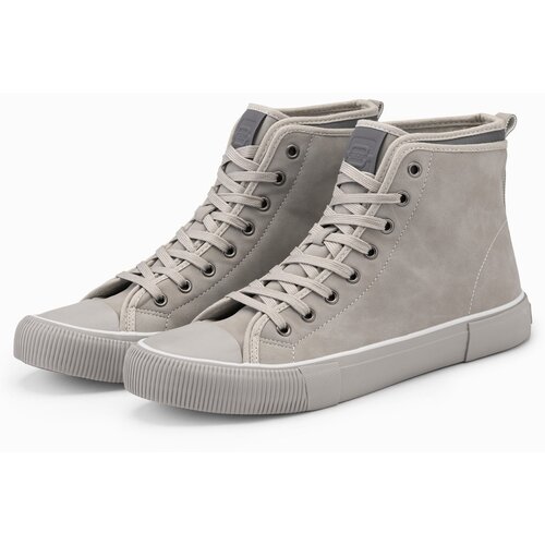 Ombre men's high boots sneakers with decorative trim - ash Slike