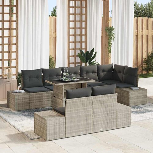  Sjedeća garnitura za vrt s pohranom 9 pcs Bež, Crna Poli ratan Cijene