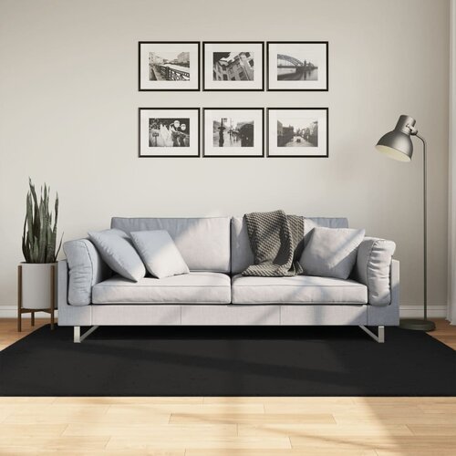 VidaXL Tepih HUARTE kratkih vlakana mekani i perivi crni 140x200 cm Slike