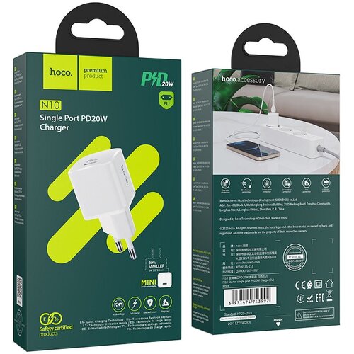 Hoco adapter . N10 type c 20W beli Slike