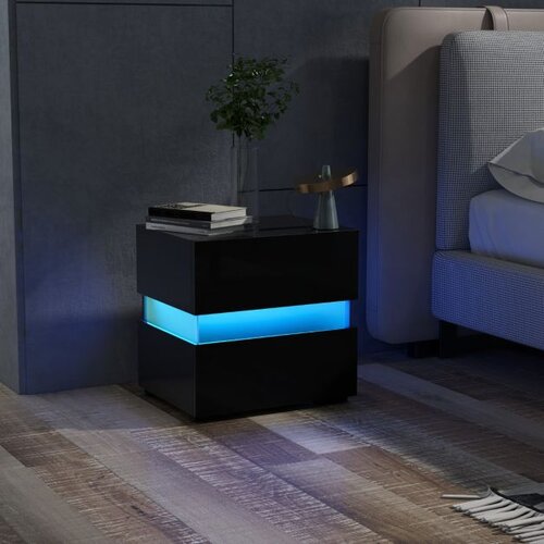  LED nočna omarica z 2 predaloma, daljinskim upravljalnikom, črna Slike