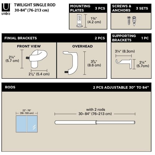 Umbra Jeklena karnisa 76 - 213 cm z nastavljivo dolžino Twilight &amp;ndash; Slike