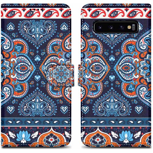 Cadorabo Ohi&scaron;je, združljiv s Samsungom - Design Blue Mandala &scaron;t. 1 - Za&scaron;čitni pokrov z magnetnim zapiranjem, funkcijo stojala in režo za kartico, (20595233) Cene