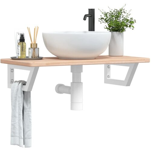 vidaXL Stenska polica za umivalnik jeklo in trdna hrastovina Cene