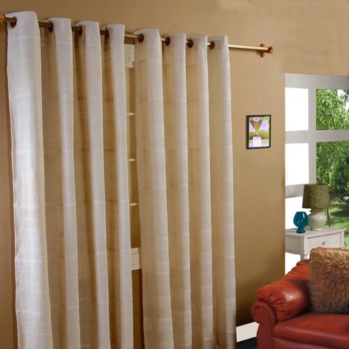 HOMESCAPES Bombažne zavese Rajput Ribbed Natural, par, 137x137 cm, (20749522) Cene