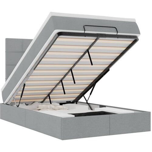 Maison Chic Otomanski Posteljni okvir - Dvoposteljna postelja - Zakonska postelja z vzmetnico siv 120x190 cm blago-J1748, (21774627) Slike