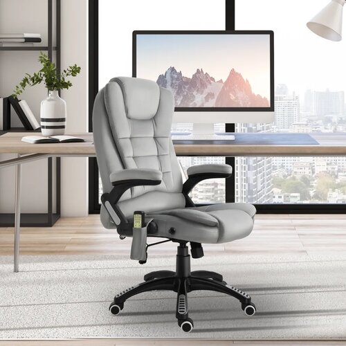  Uredska stolica s masažom i grijanjem ergonomska bar&amp;scaron;unasta siva Slike