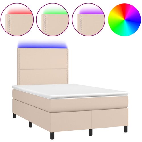 VidaXL Box spring postelja z vzmetnico LED kapučino 120x200 cm, (20724213) Slike