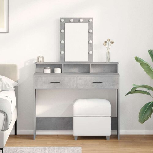 VidaXL Betonska siva Konstruirano drvo 100 x 41 x 140 cm Ogledalo Slike