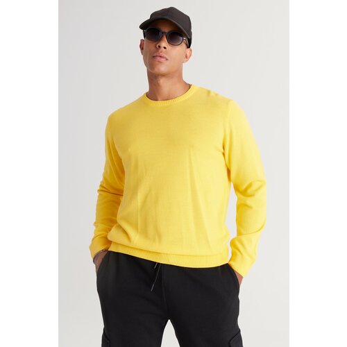 AC&Co / Altınyıldız Classics Men's Yellow Standard Fit Normal Cut Crew Neck Sweater. Cene