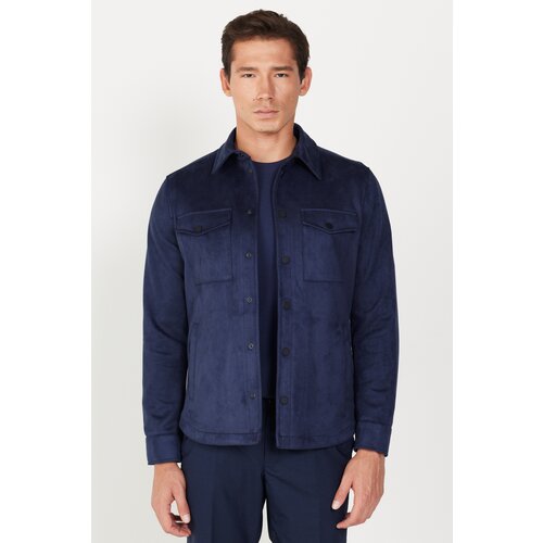 ALTINYILDIZ CLASSICS Men's Navy Blue Standard Fit Normal Fit Winter Shirt Jacket Slike