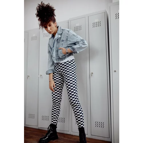 Fasardi Women's dark blue checkerboard leggings