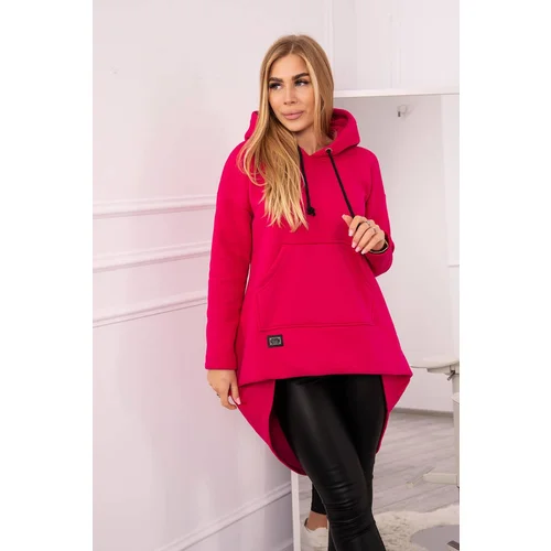 Kesi Padded sweatshirt with a long back and hood in fuchsia-coloured