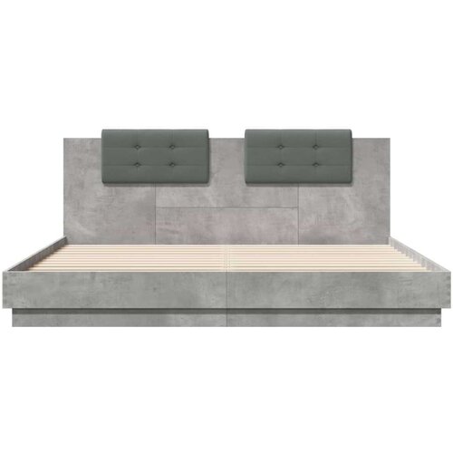  Okvir kreveta s uzglavljem LED siva boja betona 200 x 200 cm Slike