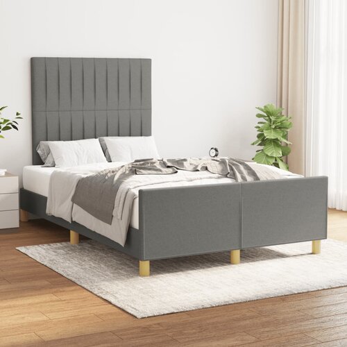 The Living Store Posteljni okvir z vzglavjem temno siv 120x200 cm blago - Posteljni Okvir Z Vzglavjem, (21526010) Slike