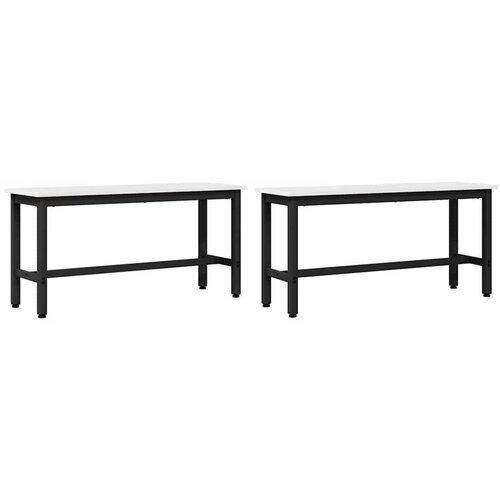 VidaXL Jedilna klop 2 pcs Bela 100 x 32,5 x 49 cm Masiven borov les, (5000160668) Slike
