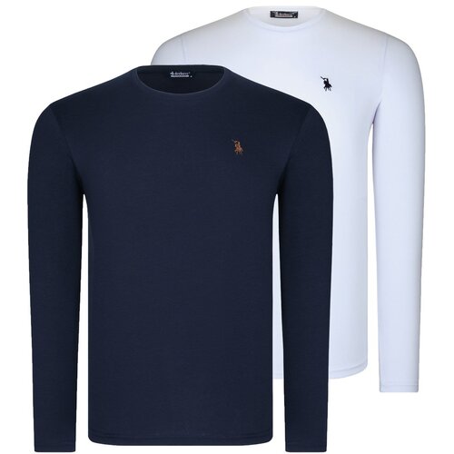 Dewberry DOUBLE SET T8588 ROUND COLLAR MEN'S SWEATSHIRT-WHITE-LACİVERT Cene