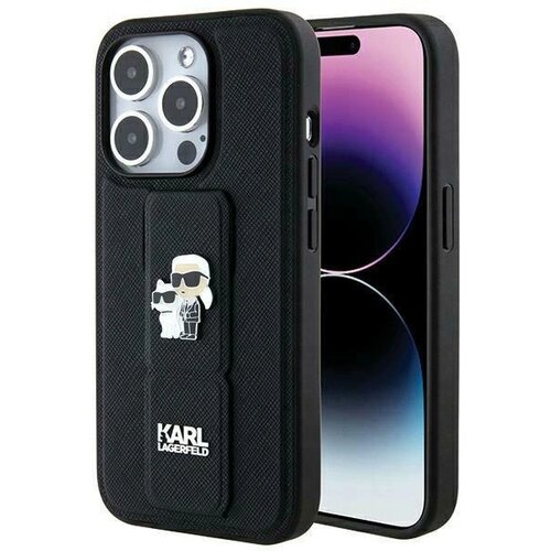 Karl Lagerfeld OVITEK GRIPSTAND SAFFIANO ZA IPHONE 14 PRO ČRN, (21898165) Cene