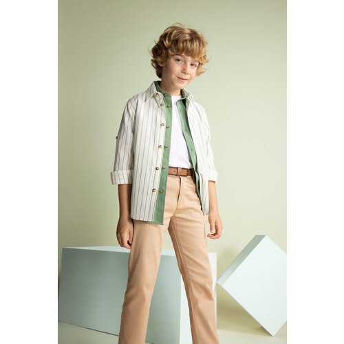 Defacto Boy Striped Linen Look Long Sleeve Shirt Slike