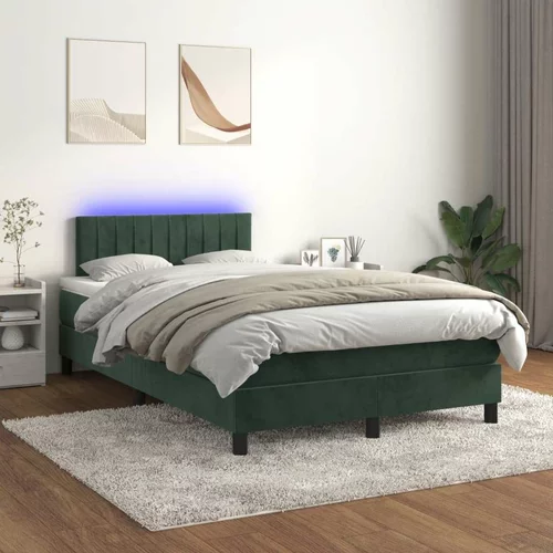  Box spring postelja z vzmetnico LED tem. zelena 120x200cm žamet, (20724190)