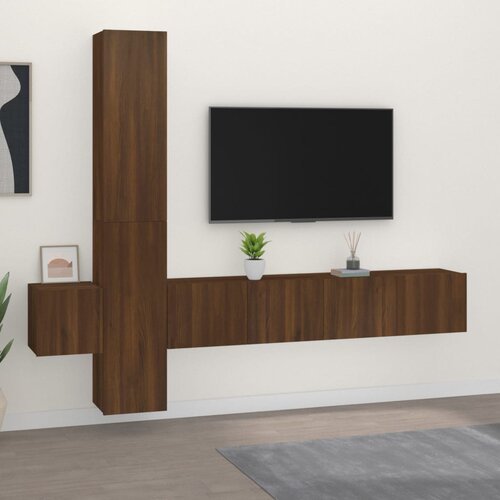 The Living Store Komplet TV omaric 5-delni rjav hrast inženirski les - Komplet TV Omaric, (21373906) Cene
