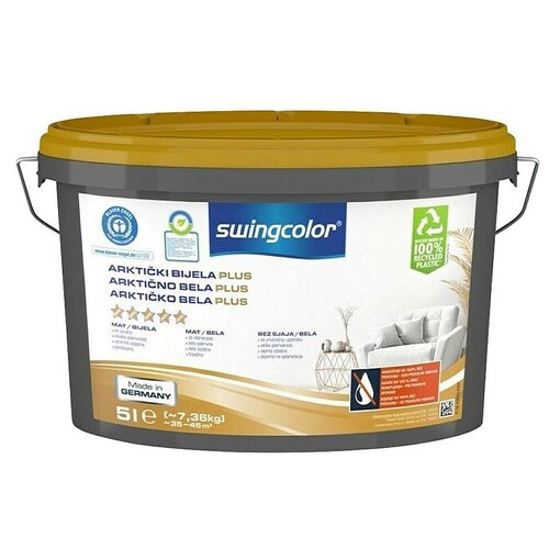 SWINGCOLOR Unutarnja disperzijska boja Arktički Plus (5 l, Bijela) Cijene