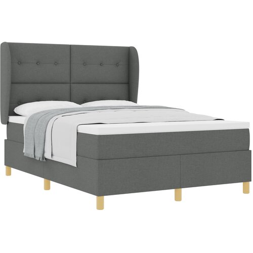 vidaXL Postelja na vzmet z vzmetnico Temno siva 140x200 cm Tkanina Cene