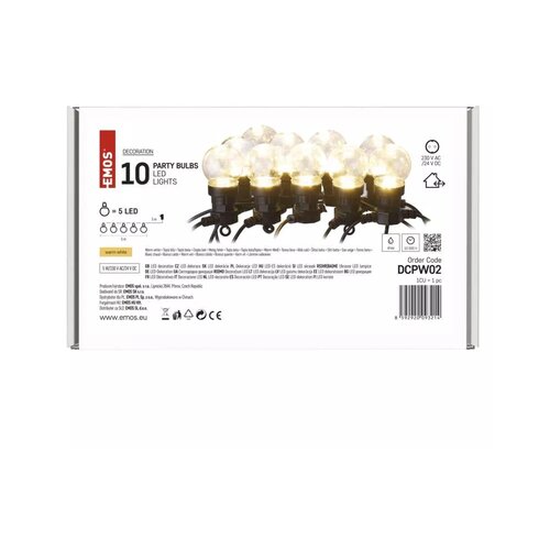 Emos 50 led-10 party sijalica ww u svetlosnom lancu 5m ip44 dcpw02 ( 2926 ) Slike